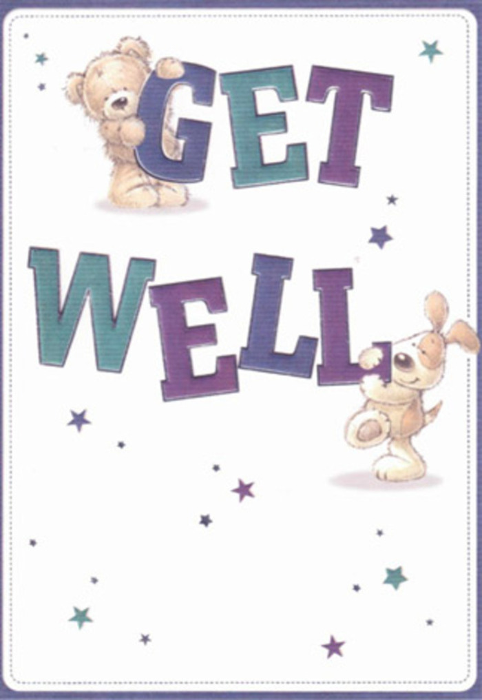 Overflowing with kind encouragement, this charming get well card feels distinctly at home in the welcoming streets of Poplar. Two cheerful friends-a lovable bear and a sprightly puppy-take centre stage, surrounded by whimsical stars that seem to spread good wishes over anyone in need. The typography-big, bold, shaded in purples and teals-anchors the card with a sense of confidence and reassuring strength. There is a tactile delight in the soft, fluffy bear and velvety puppy ears-visual cues that evoke comfort and tender care. Imagine pairing this illustration with an expertly arranged bouquet from a Poplar florist, each element selected to share hope and support with someone recovering in the local community. The luminous, clean background opens the scene, reminiscent of the light that fills Poplar's riverside parks and market squares. This card carries a message that transcends age, offering a lift for the spirit and a reminder that in Poplar, thoughtful gestures of kindness are always close at hand.